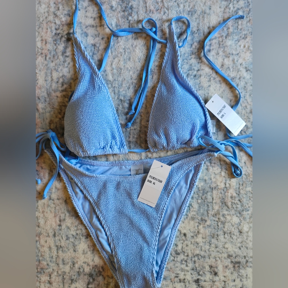 Blushing Brunette Boutique Blue Triangle Bikini Set